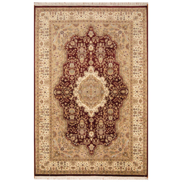 Pak Persian Hand-knotted Tabriz Wool & Silk Rug (6'1 x 9'2)