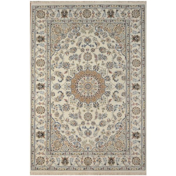 Indo Hand-knotted Nain Wool & Silk Rug (4'3 x 6'2)