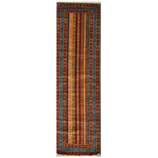 Afghan Hand-Knotted Khorjeen Kazak Wool Runner (2'8 x 9')