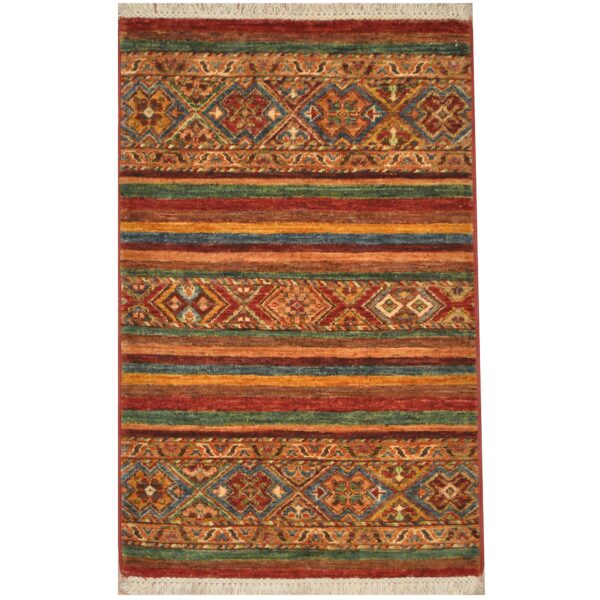 Afghan Hand-Knotted Khorjeen Kazak Wool Rug (2'3 x 3'1)