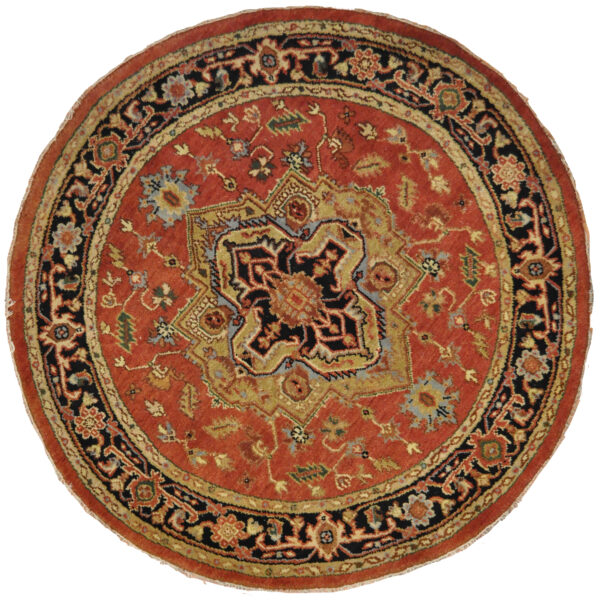 Indo Hand-Knotted Serapi Wool Rug (5' x 5')
