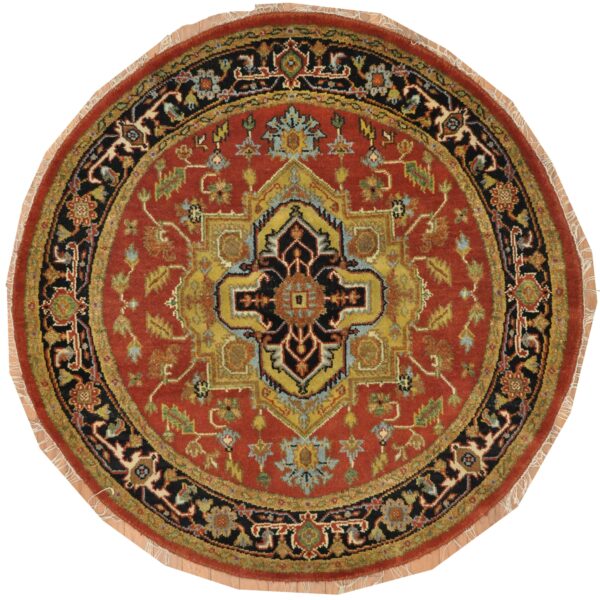 Indo Hand-Knotted Serapi Wool Rug (5' x 5')