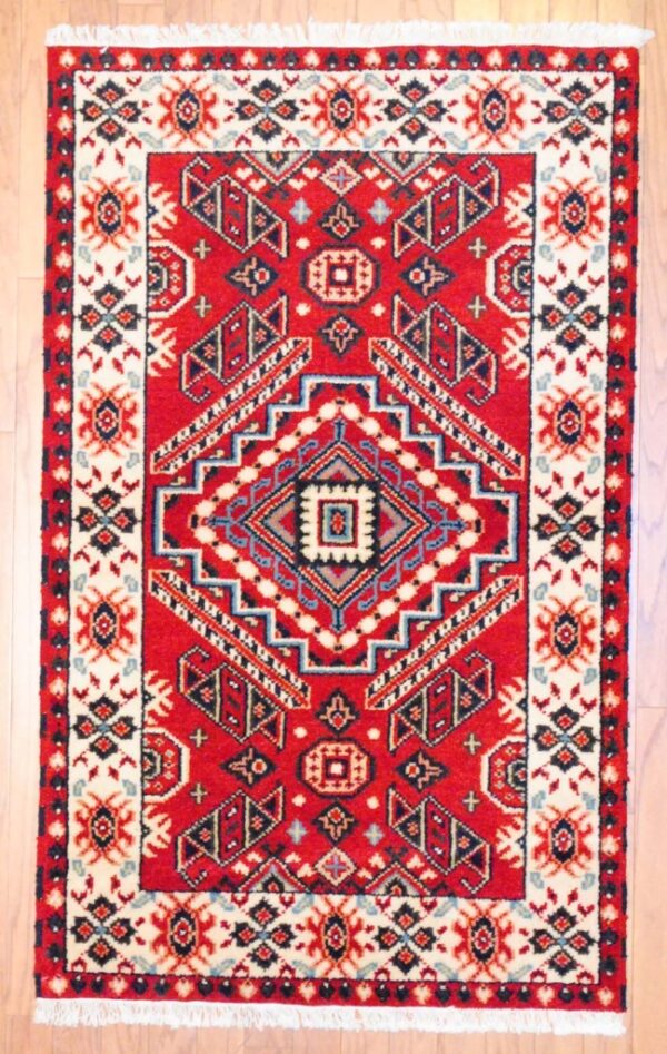 Indo Hand-knotted Kazak (3'1 x 5'1)