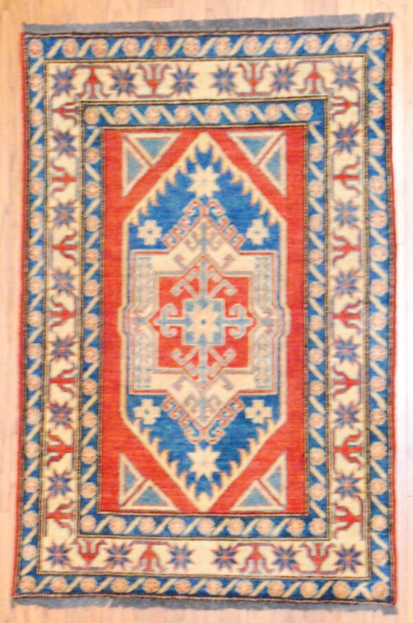 Afghan Hand-knotted Kazak  (2'10 x 4')