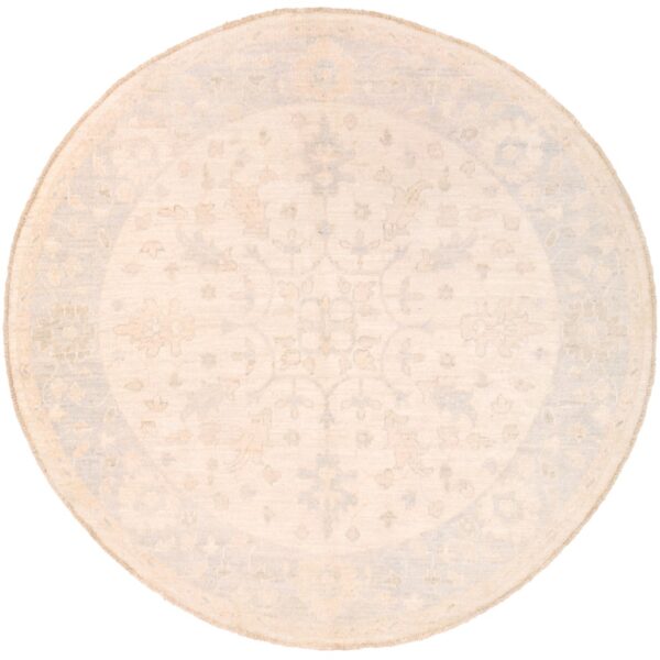Afghan Hand-knotted Vegetable Dye Fine Oushak Round Wool Rug (5'6 x 5'8)