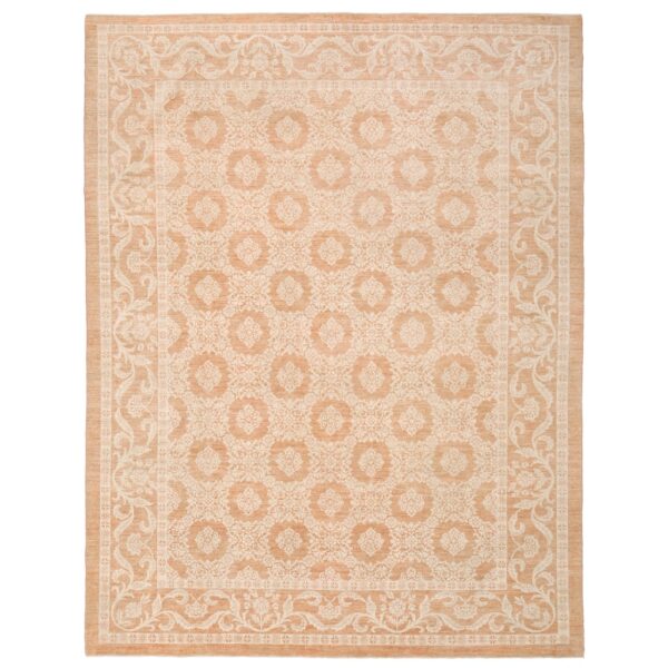Afghan Hand-knotted Vegetable Dye Whitewash Oushak Wool Rug (9'3 x 12')