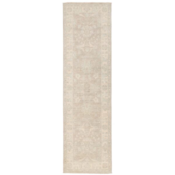Afghan Hand-knotted Vegetable Dye Fine Oushak Wool Runner (2'7 x 8'11)