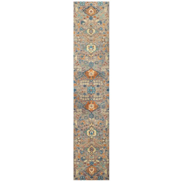 Afghan Hand-knotted Vegetable Dye Khotan Wool Runner (3'4 x 16'5)