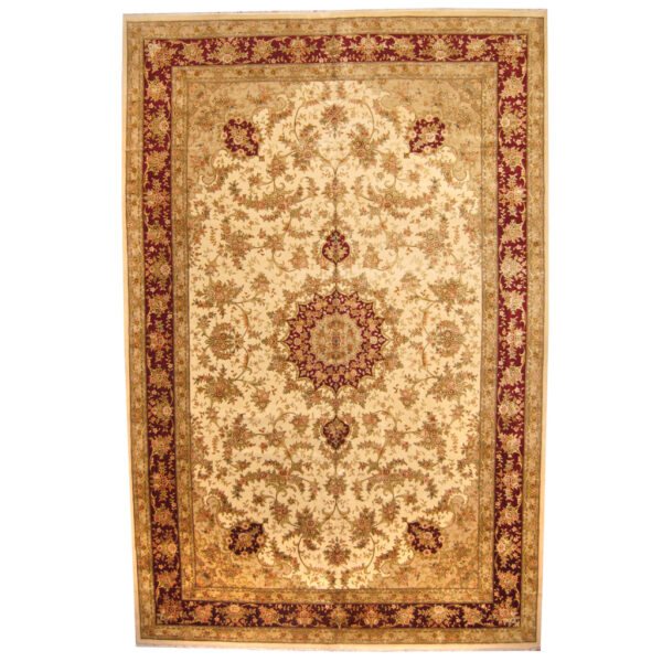 Indo Hand-knotted Vegetable Dye Tabriz Wool & Silk Rug (12' x 18'4)