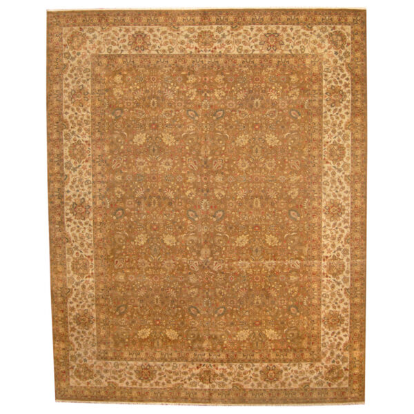 Indo Hand-knotted Vegetable Dye Tabriz Wool Rug (12' x 15')