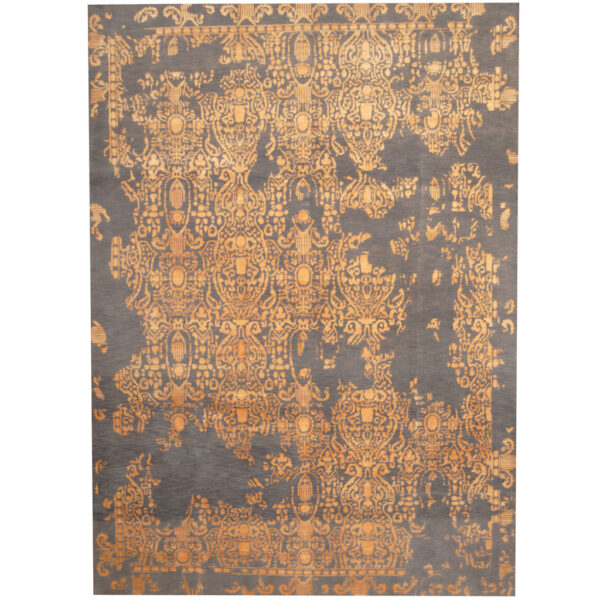 Indo Hand-knotted Erased Wool and Silk Rug (8'4 x 11'7)