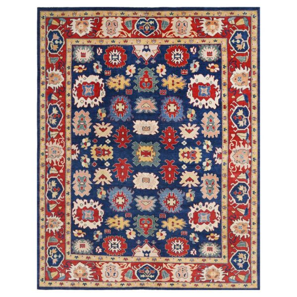 Afghan Hand-knotted Vegetable Dye Kazak Wool Rug (8'8 x 11')