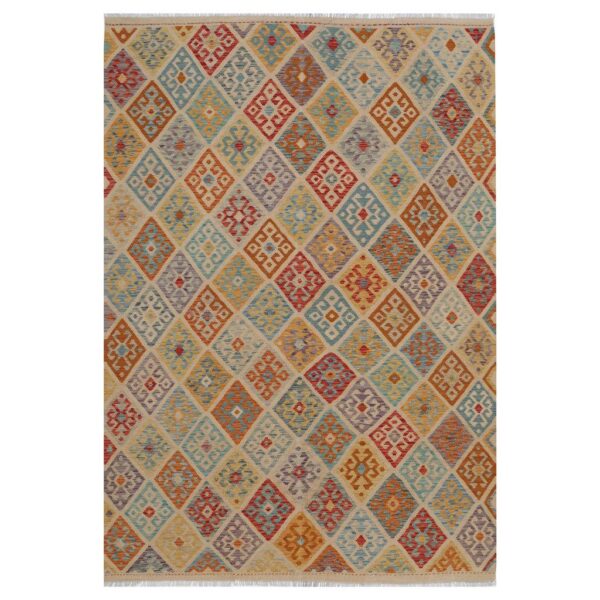 Afghan Hand-woven Wool Kilim (6'9 x 9'8)