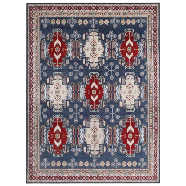 Afghan Hand-knotted Vegetable Dye Kazak Wool Rug (9'4 x 13')