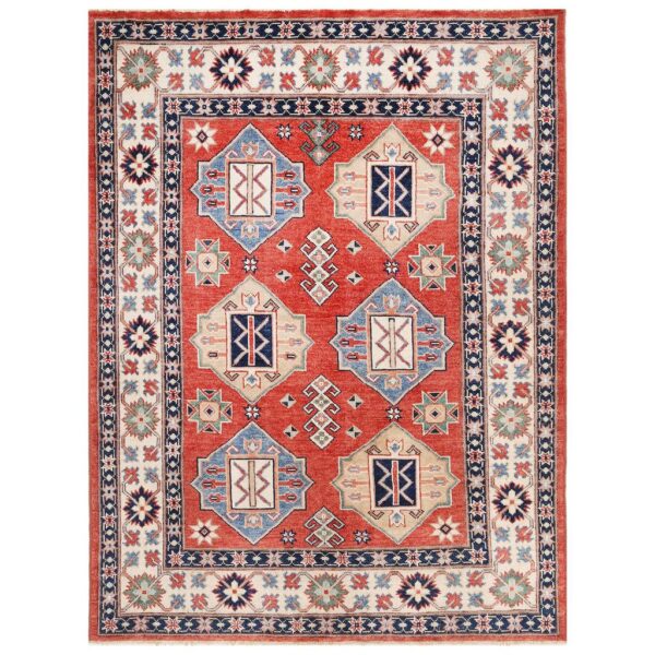 Afghan Hand-knotted Vegetable Dye Kazak Wool Rug (5' x 6'6)