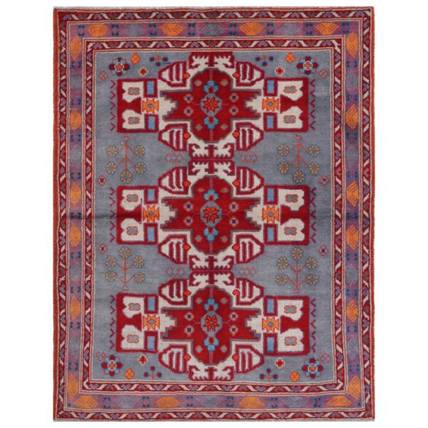 Afghan Hand-knotted Kargahi Wool Rug (5' x 6'6)