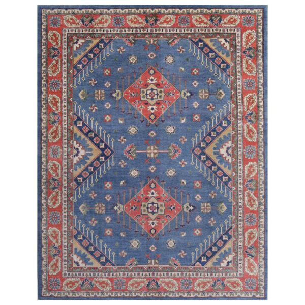 Afghan Hand-knotted Vegetable Dye Kazak Wool Rug (9'1 x 11'8)