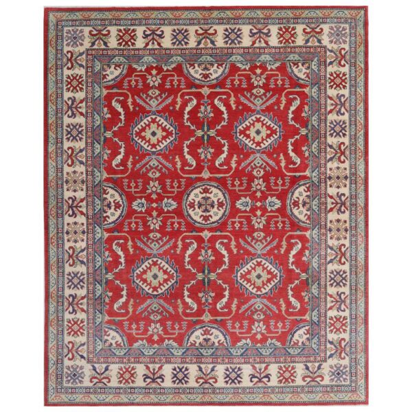 Afghan Hand-knotted Vegetable Dye Kazak Wool Rug (7'10 x 9'10)