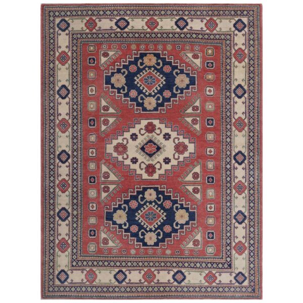 Afghan Hand-knotted Vegetable Dye Kazak Wool Rug (6'2 x 8'4)