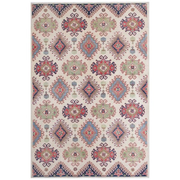 Afghan Hand-knotted Vegetable Dye Kazak Wool Rug (5'5 x 8'2)
