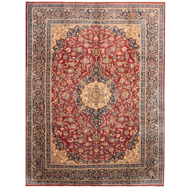 Persian Hand-knotted 1960's Semi-antique Kashan Wool Rug (9'6 x 13')