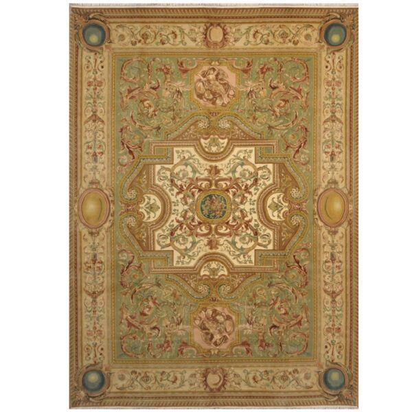 Sino Hand-knotted Aubusson Wool & Silk Rug (8'6 x 11'9)
