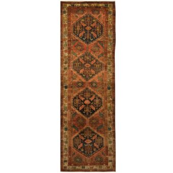 Persian Hand-knotted Heriz Wool Runner (4' x 12'9)