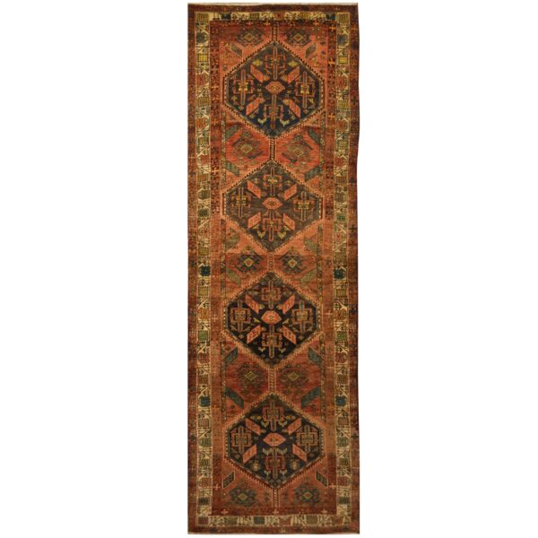 Persian Hand-knotted Heriz Wool Runner (4' x 12'9)