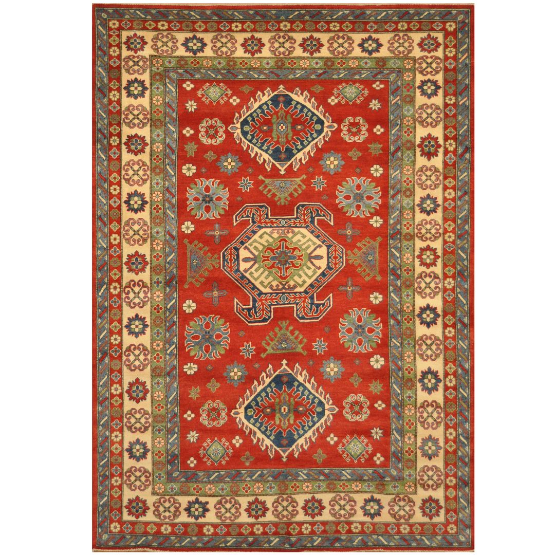 Afghan Hand-knotted Tribal Kazak Wool Rug (6'8 x 9'8)