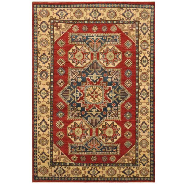 Afghan Hand-knotted Tribal Kazak Wool Rug (6' x 9')