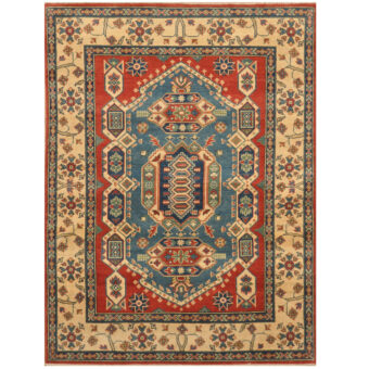 Afghan Hand-knotted Tribal Kazak Wool Rug (5' x 6'8)