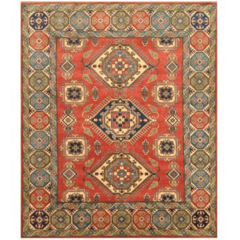 Afghan Hand-knotted Tribal Kazak Wool Rug (8'2 x 9'2)