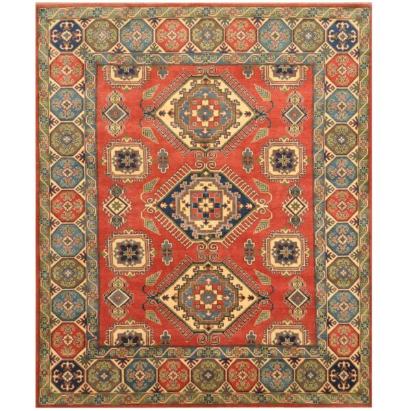 Afghan Hand-knotted Tribal Kazak Wool Rug (8'2 x 9'2)