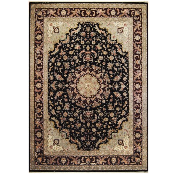 Indo Hand-knotted Kashan Wool & Silk Rug (10' x 14')