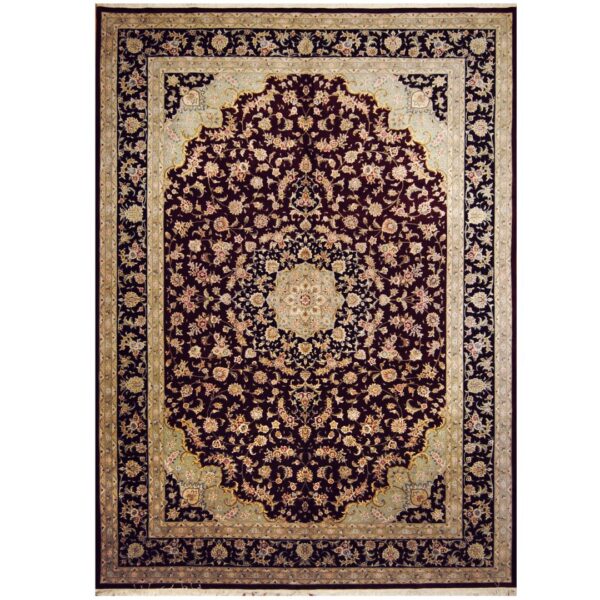 Indo Hand-knotted Kashan Wool & silk Rug (10' x 14')
