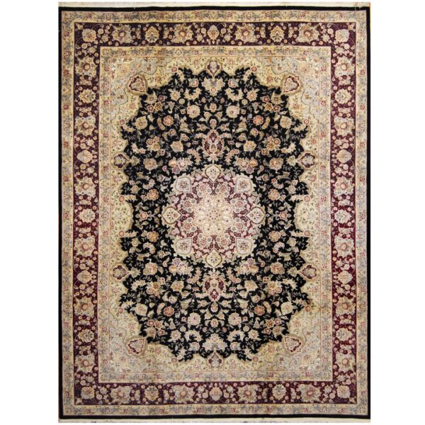 Indo Hand-knotted Tabriz Wool & Silk Rug (9' x 12')