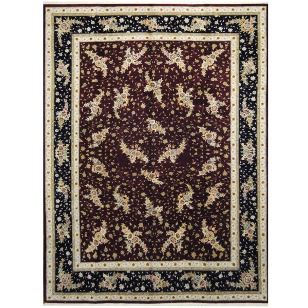 Indo Hand-knotted Tabriz Wool & Silk Rug (8'6 x 11'7)