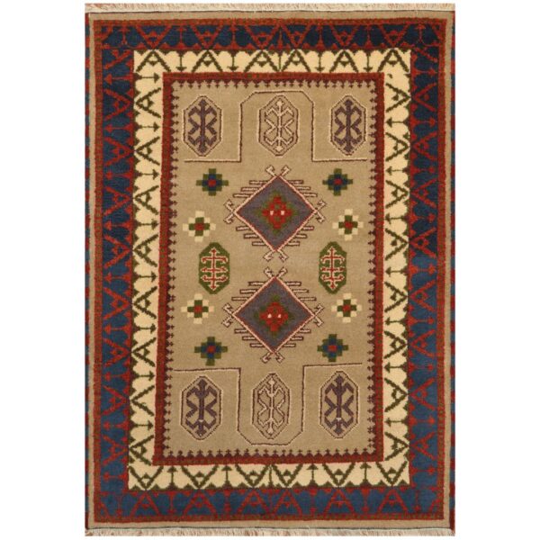 Indo Hand-knotted Tribal Kazak Wool Rug (4'3 x 6')