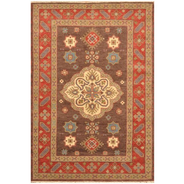 Indo Hand-knotted Tribal Kazak Wool Rug (5'9 x 8'2)