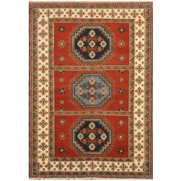Indo Hand-knotted Tribal Kazak Wool Rug (5'9 x 8'2)