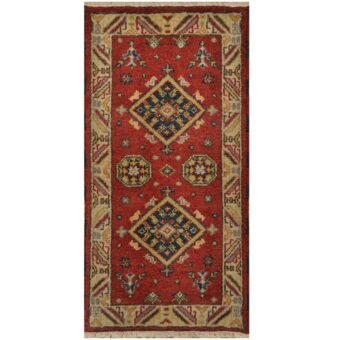 Indo Hand-knotted Tribal Kazak Wool Rug (2' x 4')