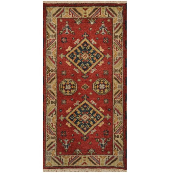Indo Hand-knotted Tribal Kazak Wool Rug (2' x 4')