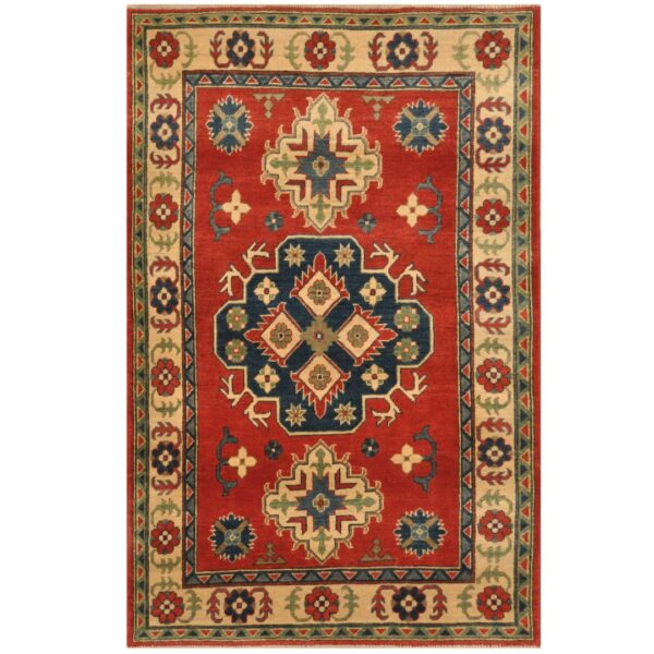 Afghan Hand-knotted Tribal Kazak Wool Rug (4' x 6')