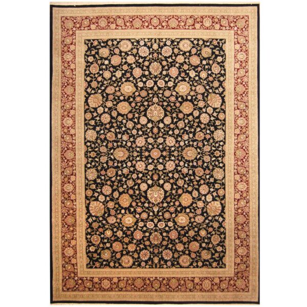 Indo Hand-knotted Vegetable Dye Tabriz Wool & Silk Rug (9'6 x 13'6)