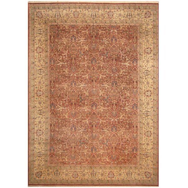Indo Hand-knotted Vegetable Dye William Morris Wool Rug (10' x 14')