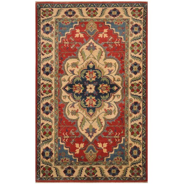 Afghan Hand-knotted Kazak Wool Rug (3'2 x 5'1)