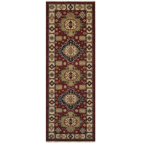 Indo Hand-knotted Kazak Wool Runner (2'10 x 8'4)