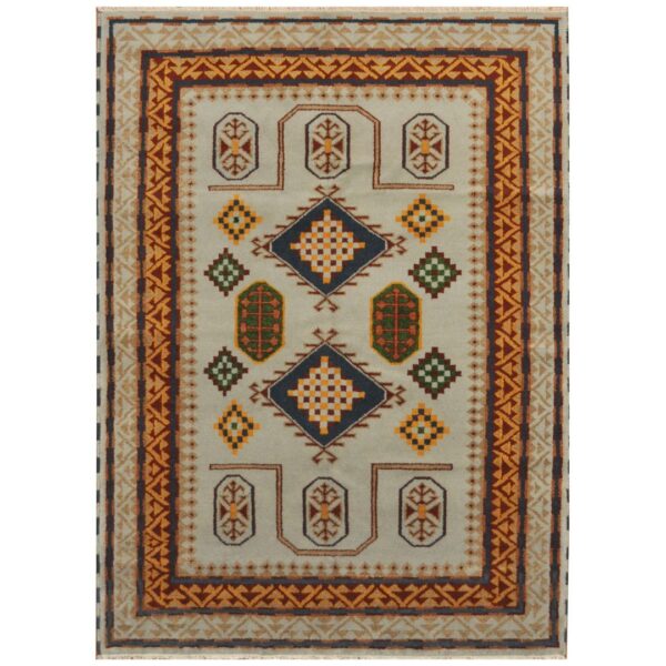 Indo Hand-knotted Kazak Wool Rug (5'8 x 7'10)