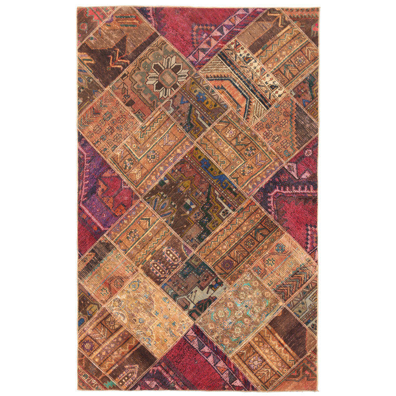 Pak Persian Hand-knotted Patchwork Wool Rug (4'9 x 7'9)