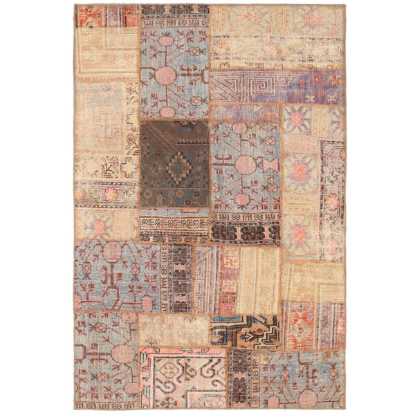 Pak Persian Hand-knotted Patchwork Wool Rug (3'10 x 5'9)